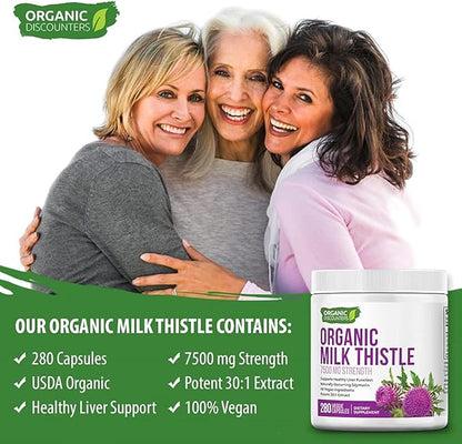 Milk Thistle Capsules, 280 Count, 7500 30:1 Extract,