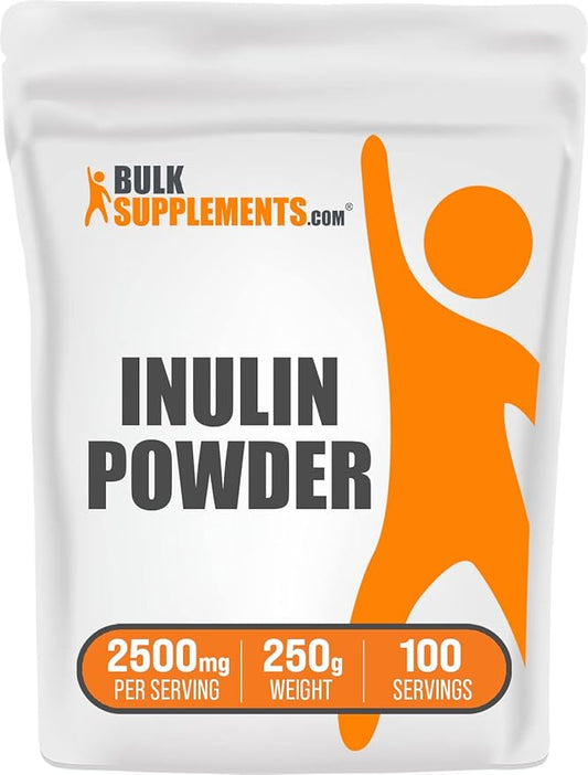 BulkSupplements.com Inulin Powder - Inulin Supplement, Soluble Fiber Powder - Vegan & Gluten Free, Inulin Fiber - 2500mg per Serving, 250g (8.8 oz) (Pack of 1)