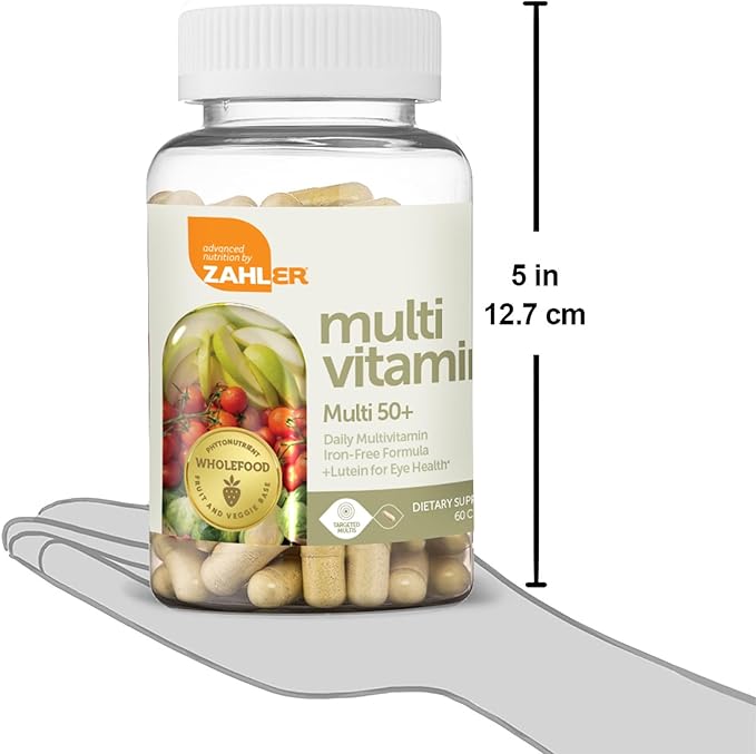 Zahler Multivitamin 50+, Iron-Free Formula + 60 Capsules.