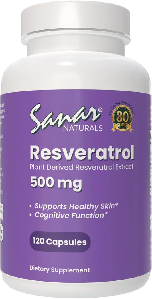Resveratrol Supplement 500 mg – Supports Healthy Aging, Cognitive Function, and Heart Health - Plant Based Trans Resveratrol - Vegan, Non-GMO, 120 Capsules