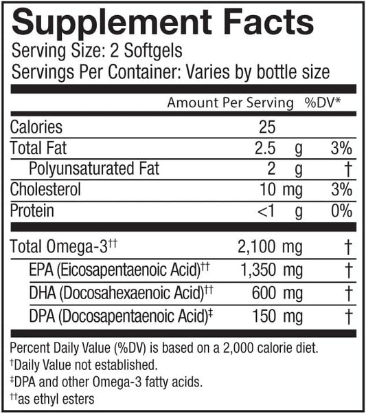 Oceanblue Professional Omega-3 2100 – 120 ct – 2 Pack – Triple Strength Burpless Fish Oil Supplement with High- Potency EPA, DHA, DPA – Wild-Caught – Orange Flavor (120 Servings)