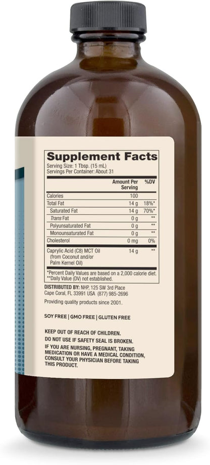 Dr. Mercola, Biothin Ketone Energy Caprylic Acid MCT Oil, 16 FL oz (1 PT.) 473 mL, 31 Servings, Non GMO, Soy-Free, Gluten Free