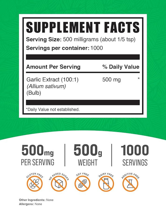 BulkSupplements.com Garlic Extract Powder (500 Grams 1.1 lbs)