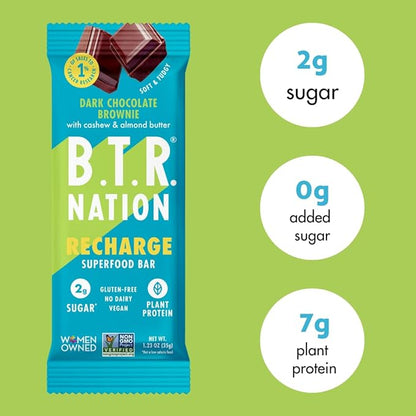 B.T.R. Bar Superfood Keto Protein Bars, Plant Based Vegan Protein, Low Carb Food, Low Calorie, Gluten Free, No Sugar Alcohols, Boosted with Superfoods | Chocolate Lover's Super Pack