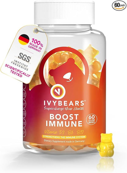 Boost Immune Gummies | Daily Immune Support | Vitamins B6, E, D2, B2, B12, C & Biotin | EU Certified Health Supplement - 60 Count