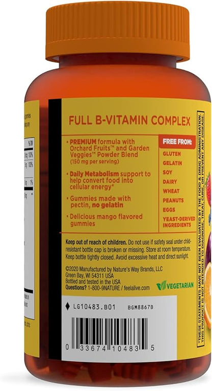 Nature's Way Alive! B-Complex Gummies, Cellular 8 B-Vitamins, 60 Gummies