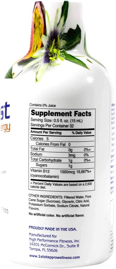 High Performance Fitness, Inc. 1st Step Liquid B-12 Tropical Blast 16-Ounce, 1 Bottle