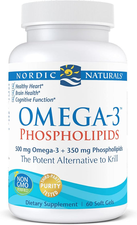 Nordic Naturals Omega-3 Phospholipids, Unflavored 60 Soft 500 mg Omega-3 & 350 mg 30 Servings