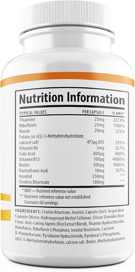 1 Body Vitamin B Complex – 5-MTHF Folate B1, B2, B2, B5, B5, B6, B6, Methyl B12, Niacin,