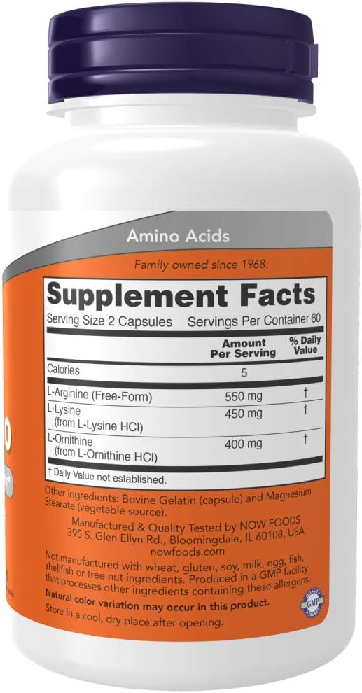 NOW Supplements, Tri-Amino with L-Arginine, L-Ornithine, 120 Capsules