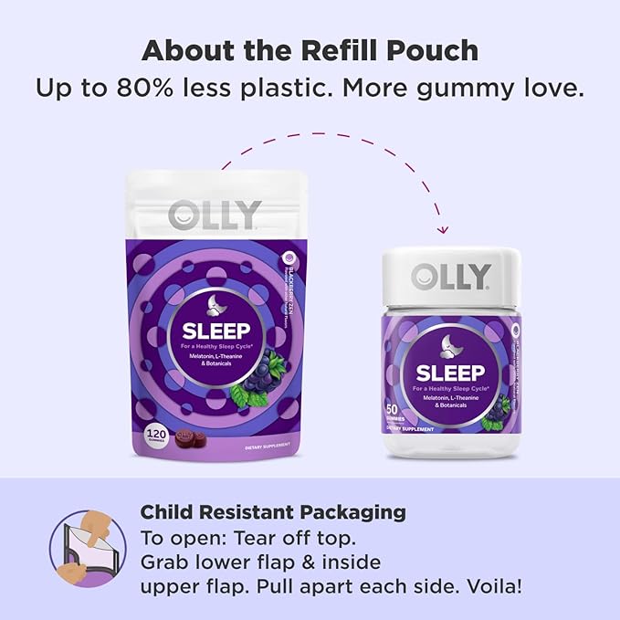 OLLY Sleep Gummy, 3 mg Melatonin, 60 Day 120 Count