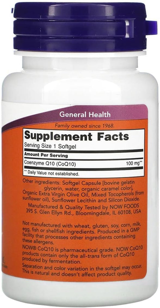 NOW Supplements, CoQ10 (Coenzyme Q10) 100 50 Softgels