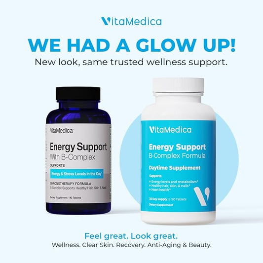 VitaMedica | Energy Support Multivitamin w B Complex | Energy Booster | Vitamin B6 & B12 | Clarity & Focus | Biotin for Hair, Skin & Nails | Energy Supplements | 90 Ct