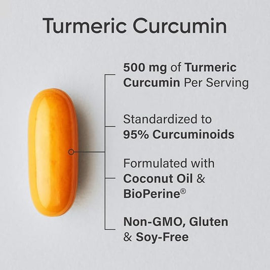 Sports Research Turmeric Curcumin C3 Complex - Softgels with Bioperine Black Pepper Extract & Organic Coconut Oil, Standardized 95% Curcuminoids - Non-GMO Verified & Gluten Free - 500mg, 120 Count