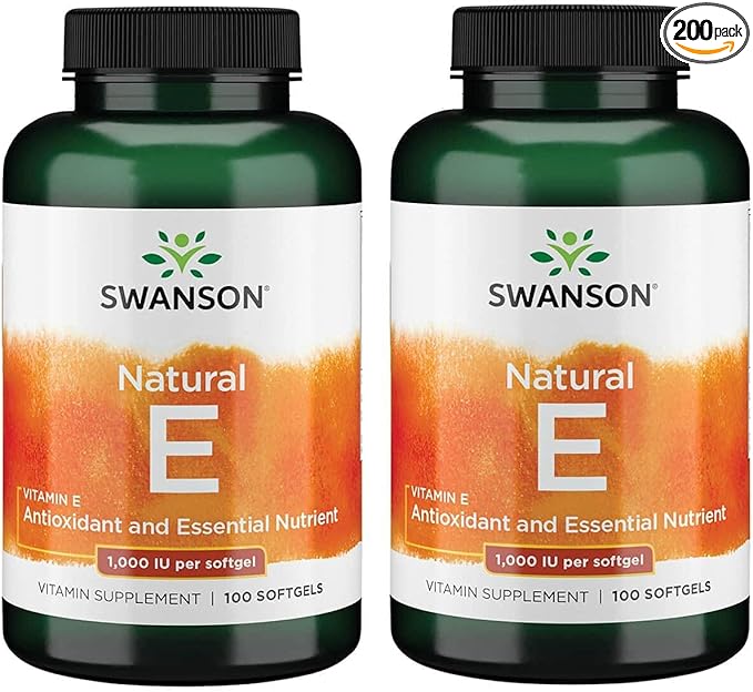 Swanson Vitamin E (100 Softgels, 1000 IU 2 Pack