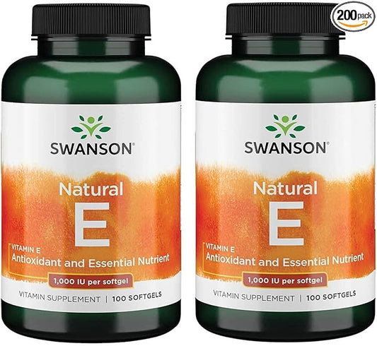 Swanson Vitamin E (100 Softgels, 1000 IU 2 Pack