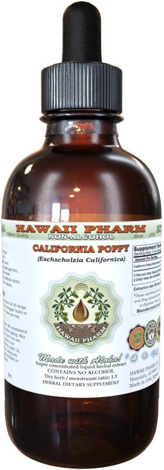 HawaiiPharm California Poppy Alcohol-Free Liquid Extract, 2 fl.oz