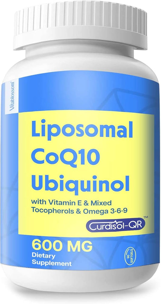 Liposomal CoQ10 600 mg Softgel Ubiquinol, 3 6 6 9, 9, Mixed Q10 Supplement 60 Softgels