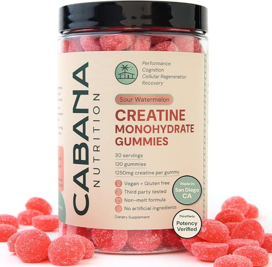 Creatine Monohydrate Gummies - 5000mg Watermelon Flavored Creatine Supplement for Men & Women - Supports Muscle Gain, Energy, Pre and Post Workout, Focus & Cognition, Recovery (120 count, 30 servings)