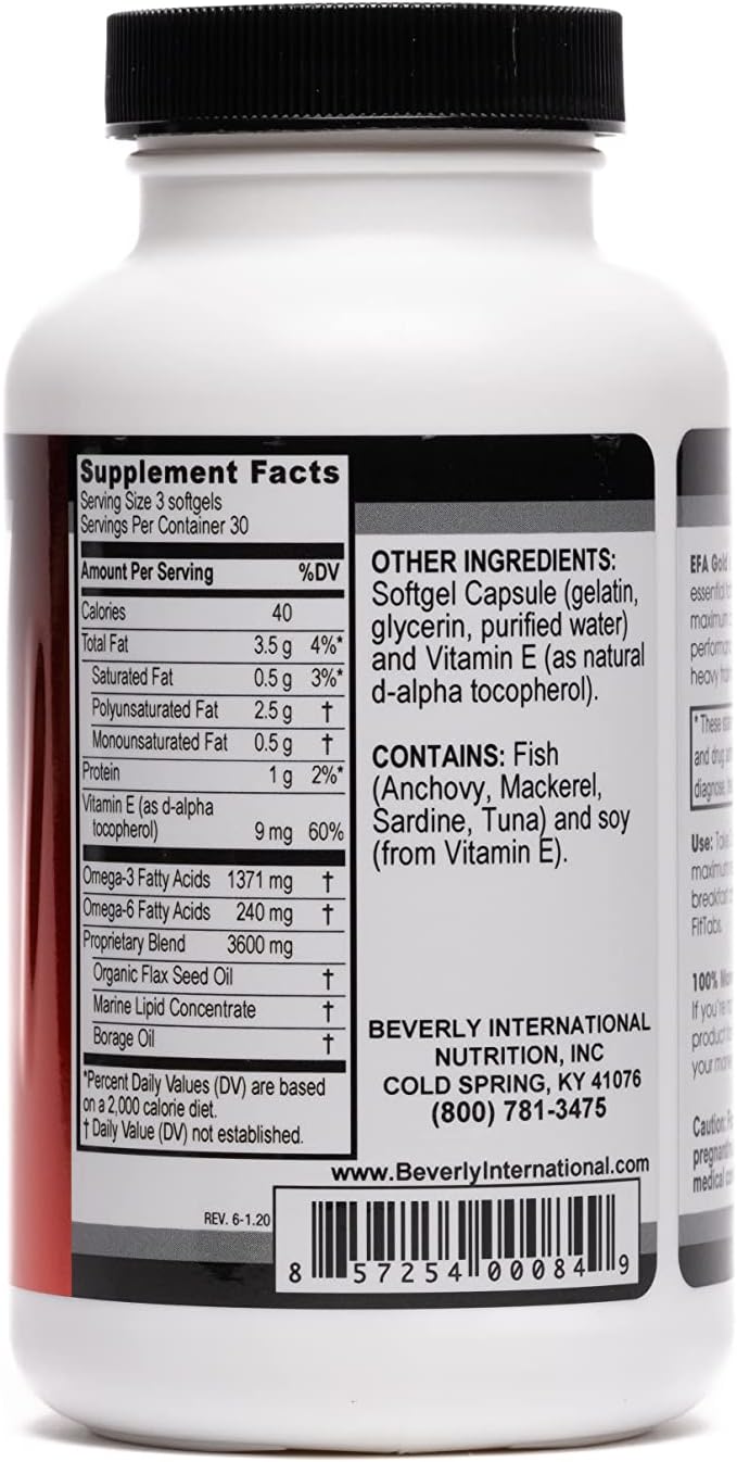 Beverly International EFA Gold, 90 Softgel Omega-3s EPA 6&9 Fatty