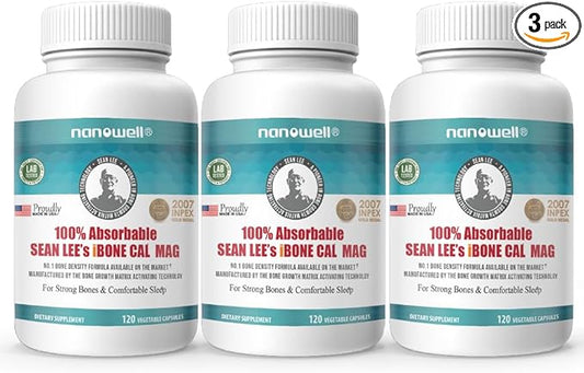 Sean Lee's iBone Cal Mag 120 Vegetable Capsules X 3 Bottles for 3 Months - Bone Health, Calcium Supplement (360 Count)