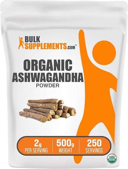 BulkSupplements.com Organic Ashwagandha Powder 2g per 500g (1.1 (1.1 lbs) 1)