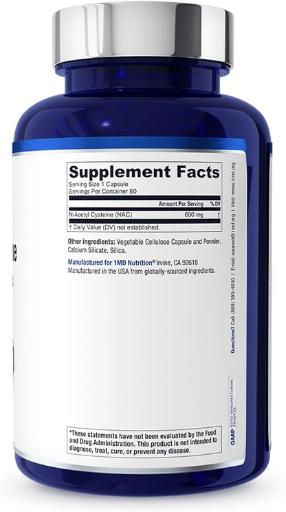 1MD Nutrition NAC Supplement N-Acetyl Cysteine 600 mg 60 capsules