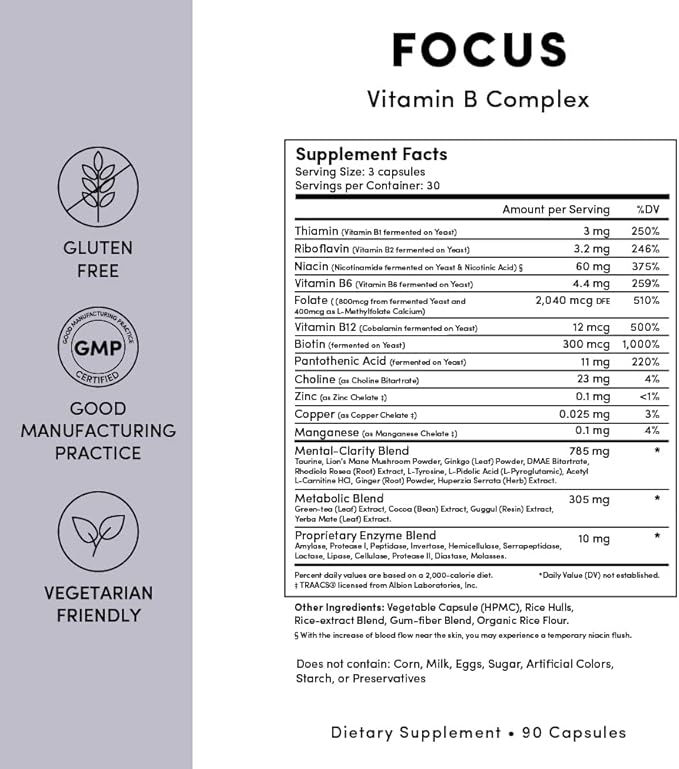Tranont Focus Vitamin B Complex 90 Capsules