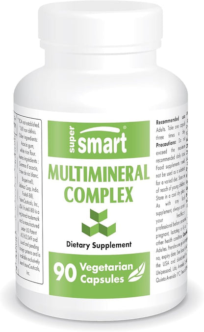 SuperSmart - Multimineral Complex Supplement (Full Spectrum) - with Magnesium, Zinc, Boron, Calcium, Chromium, Selenium, Iodine, Potassium | Non-GMO & Gluten Free - 90 Vegetarian Capsules