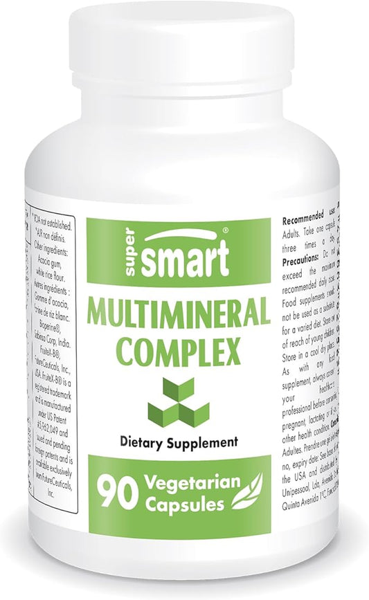SuperSmart - Multimineral Complex Supplement (Full Spectrum) - with Magnesium, Zinc, Boron, Calcium, Chromium, Selenium, Iodine, Potassium | Non-GMO & Gluten Free - 90 Vegetarian Capsules
