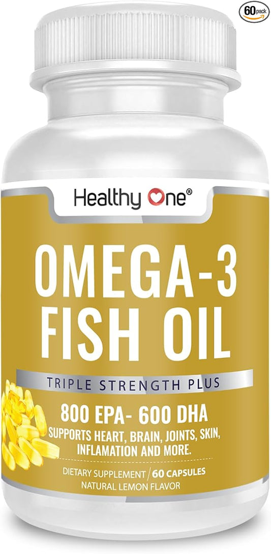 Triple Strength Omega 3 Fish Oil Supplement 1000mg Gel 400mg EPA, 300mg DHA, 100mg Other 3 Fatty 3 Capsules, 60 Gel