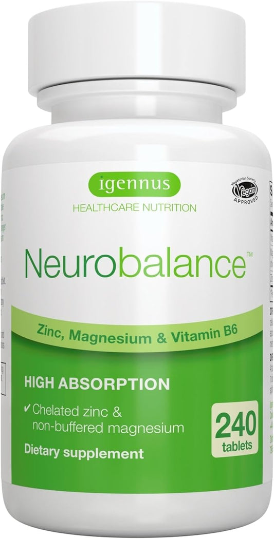 Neurobalance, High Absorption Zinc Magnesium B6 24mg, Oxide-Free B6, 240 240 Tablets,