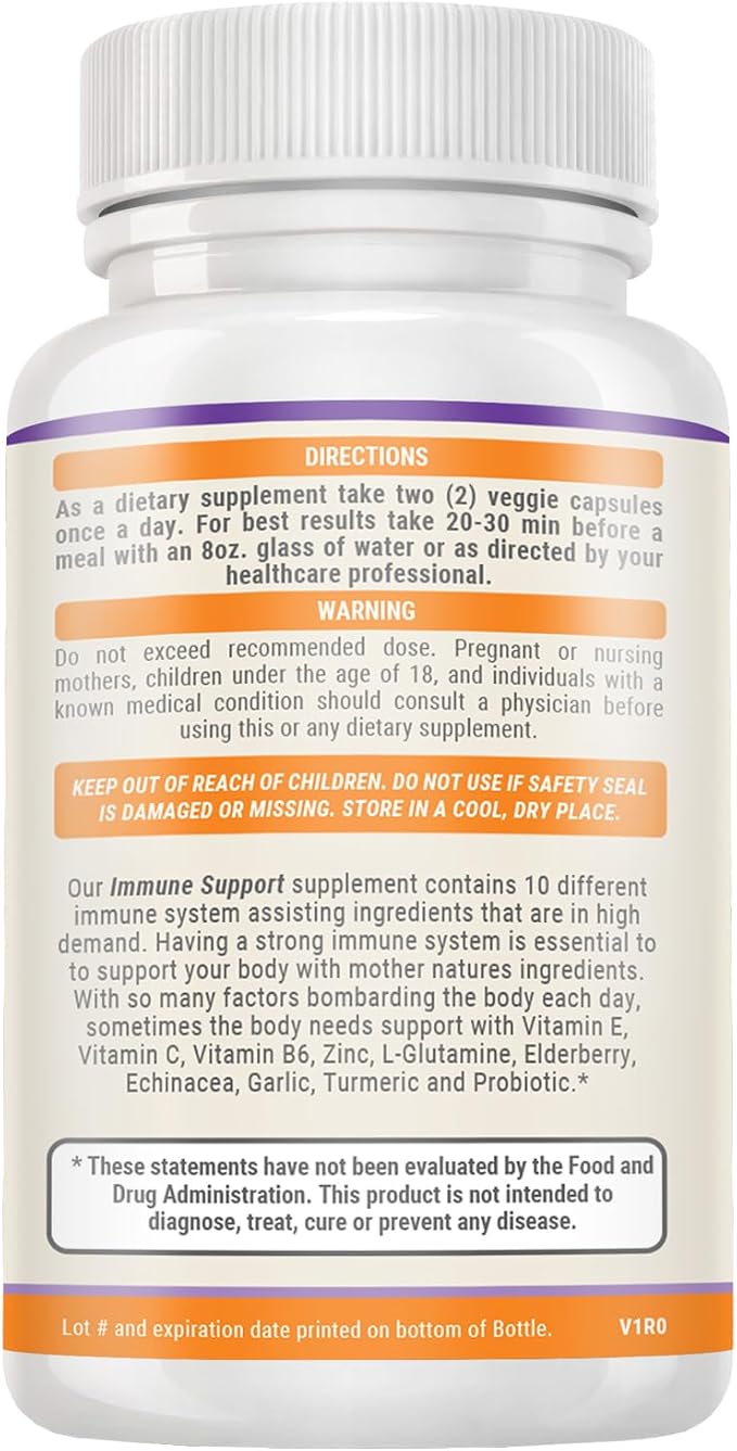 10 in 1 Natural Immune Support B6, Turmeric, 60 Count