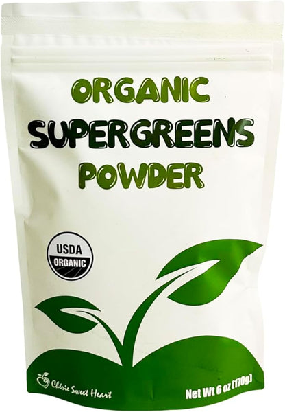 Cherie Sweet Heart Supergreens Powder - Green Superfood - Organic Greens Powder Super Greens - Smoothie Powder - Superfood Powder - Powdered Greens - 6 oz Super Greens Powder - 34 Servings