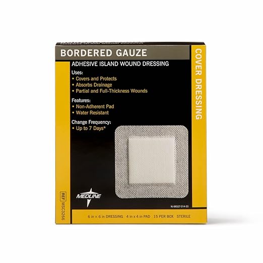 Medline Bordered Gauze, 6" x 6" 15 Count