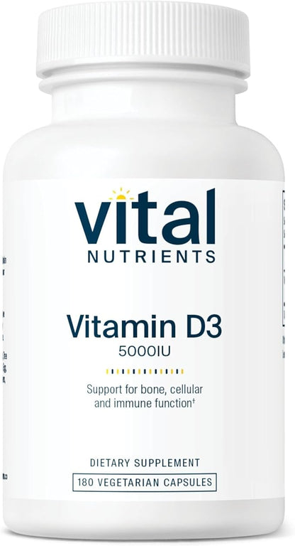 Vital Nutrients Vitamin D 5000 IU D3 Supplement 180 Capsules