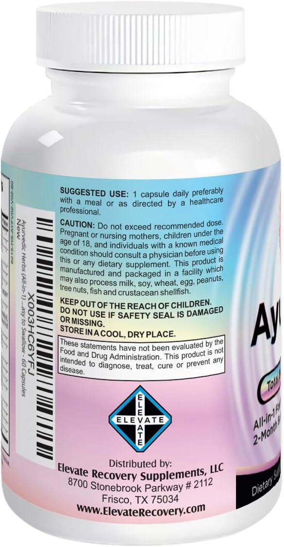Ayurvedic Herbs (All-in-1) Supplement 2-Month Supply 17 Active 60 Capsules