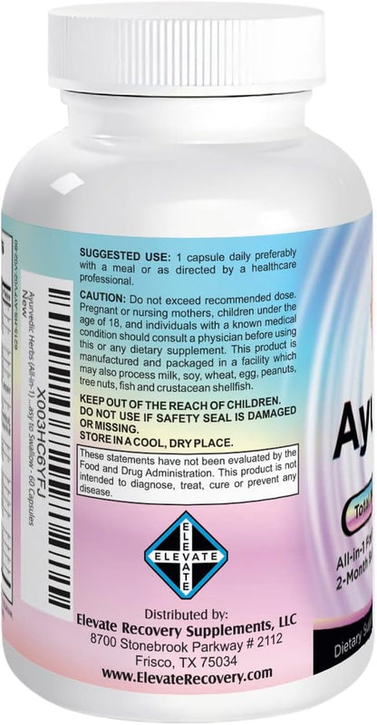 Ayurvedic Herbs (All-in-1) Supplement 2-Month Supply 17 Active 60 Capsules