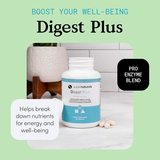 Digest Plus, Gut Health for Men, Digestion Supplement, Digestive Enzymes, Gut Health for Women, Gas & Bloating Relief, Premium Gut Health Supplement, 60 Caps