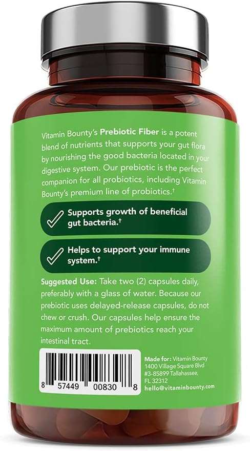 Vitamin Bounty Prebiotic Fiber Digestive Support 60 Capsules