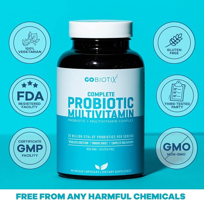 GOBIOTIX Probiotic Multivitamin Supplement 25 Billion 90 Capsules