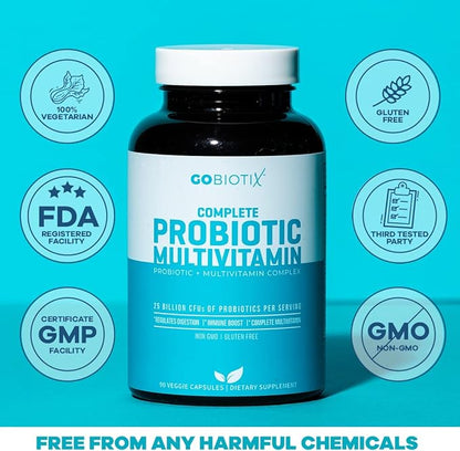 GOBIOTIX Probiotic Multivitamin Supplement 25 Billion 90 Capsules