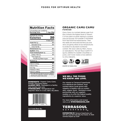 Terrasoul Superfoods Organic Camu Camu Powder, 7 Oz (2 Pack)