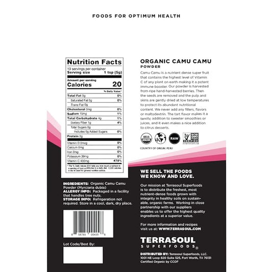 Terrasoul Superfoods Organic Camu Camu Powder, 3.5 Oz,