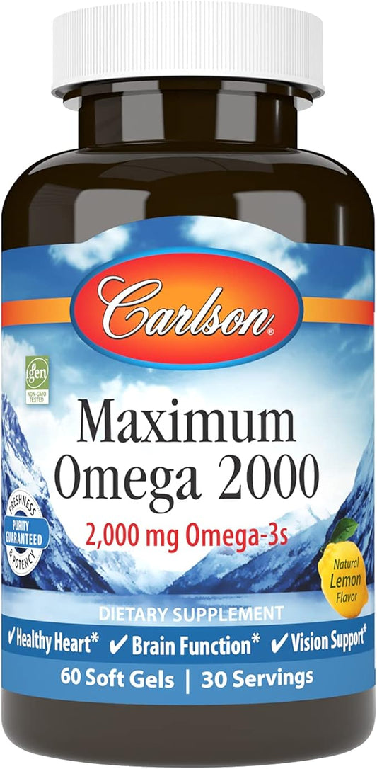 Carlson - Maximum Omega 2000, 2000 Omega-3 Fatty 60 Softgels