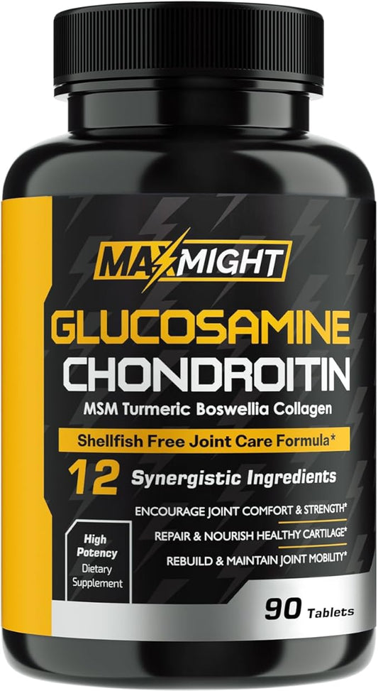 Glucosamine Chondroitin MSM Turmeric, Boswellia, 12-in-1, 90 Tab,