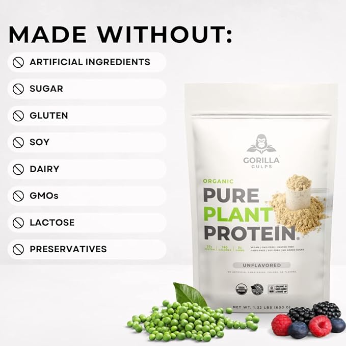 100% Organic Pure Plant Protein Powder 20 Servings