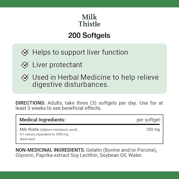 Nature's Bounty Milk Thistle Value Size, 200 Softgels