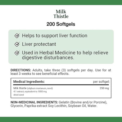 Nature's Bounty Milk Thistle Value Size, 200 Softgels