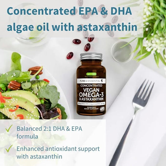Pure & Essential Vegan Omega 3 600mg DHA 60 Small